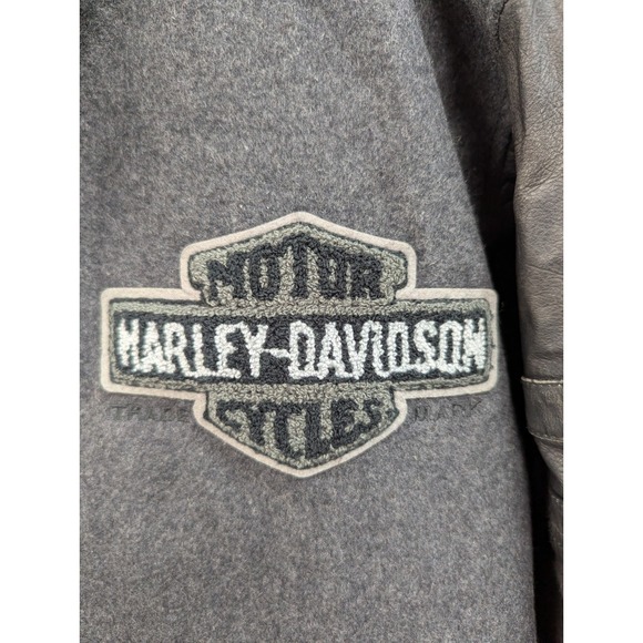 Harley-Davidson Genuine MotorClothes Varsity Jacket 3X Leather Sleeves Gray Wool - Picture 9 of 11
